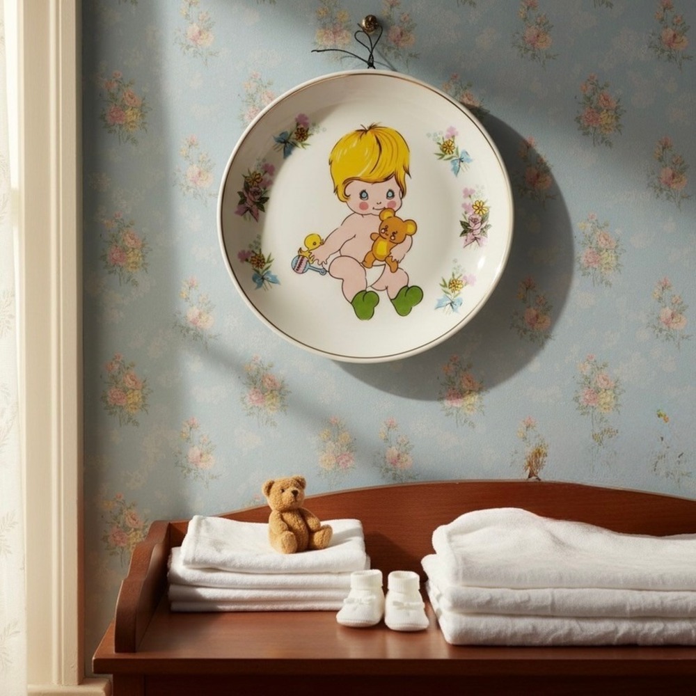 Vintage 1974 Chadwick Miller Baby Nursery Decorative Plate‎ Wall Hanging Korea